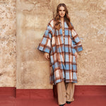Abrigo Cuadros Kimono Bolsillo