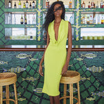 Vestido Midi Escote Drapeado