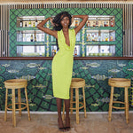 Vestido Midi Escote Drapeado